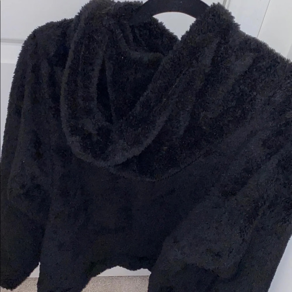 bluenotes black  soft fuzzy sweatshirt hoodie Sz L - Picture 3 of 12